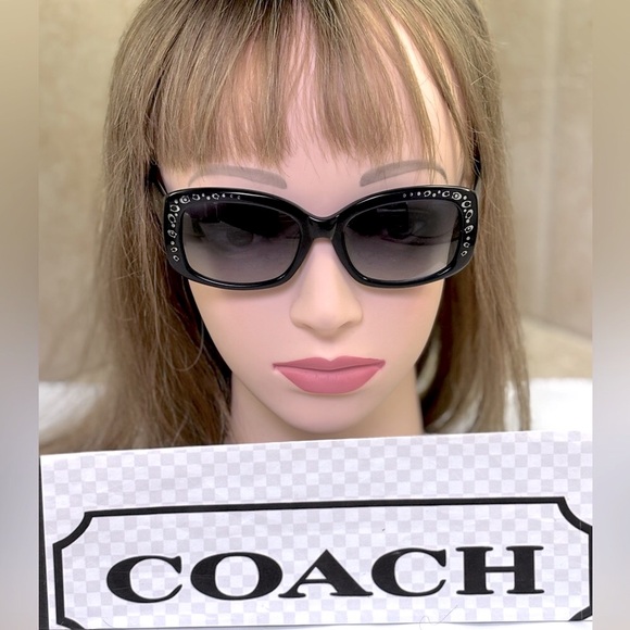 New Coach HC8161F L563 51104L Dark Navy Blue with Silver C’s Sunglasses. - Picture 2 of 12